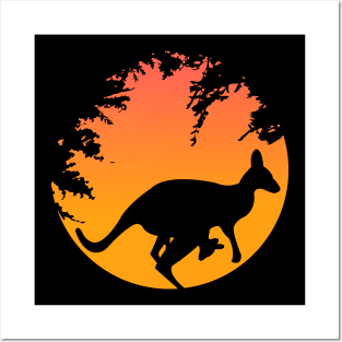 kangaroo sun retro Posters and Art